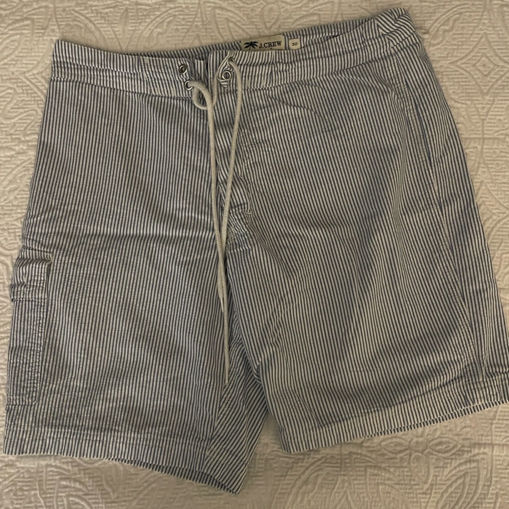 J. Crew Blue and White Board Shorts Swim